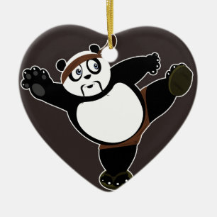 Ornamento De Cerâmica Panda 2 das artes marciais - Brown