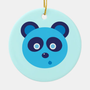 Ornamento De Cerâmica Panda Azul