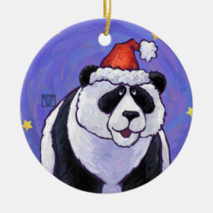 Ornamento De Cerâmica Panda Bear Christmas