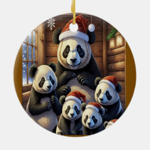 Ornamento De Cerâmica Panda Bear Christmas