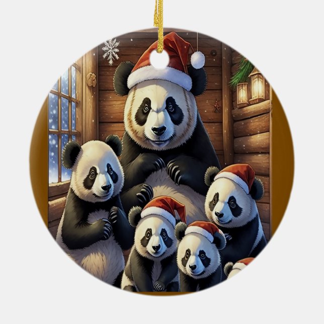 Ornamento De Cerâmica Panda Bear Christmas (Traseira)
