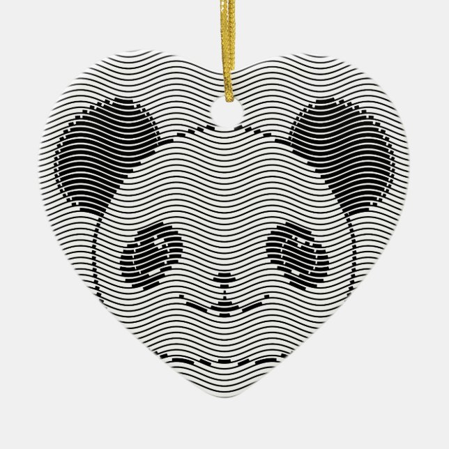 Ornamento De Cerâmica Panda Bear Face On Wave Patterno (Frente)