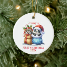 Panda Bear Personalizado e Hedgehog Cub Natal