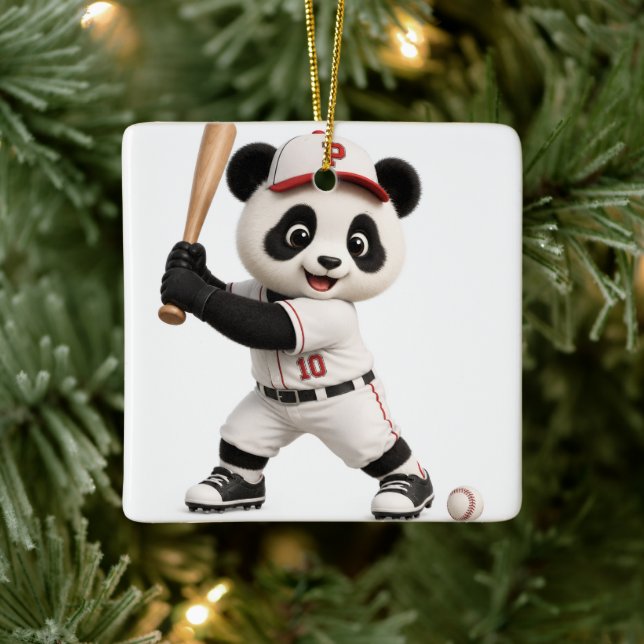 Ornamento De Cerâmica Panda de beisebol  (Árvore)