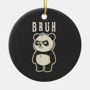 Ornamento De Cerâmica Panda de Karatê Retro Artes Marciais Pôr do Sol
