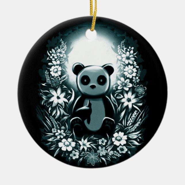 Ornamento De Cerâmica Panda Moon (Frente)
