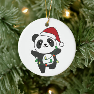 Ornamento De Cerâmica Panda Natal Animais de inverno Pandas Cerâmica Orn