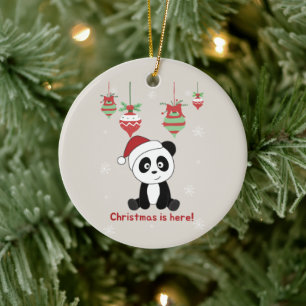 Ornamento De Cerâmica Panda Natal Neve Animais de inverno Pandas Cerâmic