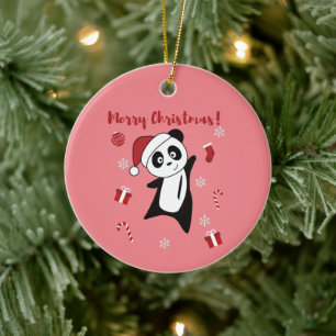Ornamento De Cerâmica Panda Natal Neve Animais de inverno Pandas Cerâmic