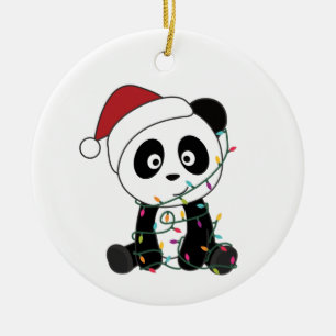 Ornamento De Cerâmica Panda Natal Neve Inverno Animais Pandas Adultos C