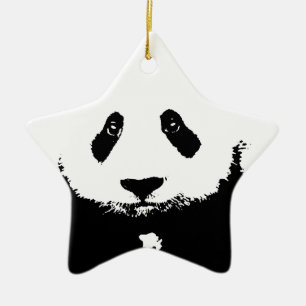 Ornamento De Cerâmica Panda Preta e Branca