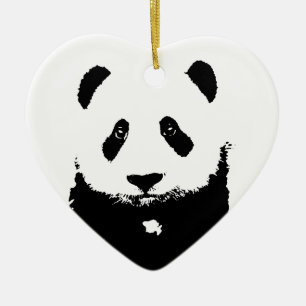 Ornamento De Cerâmica Panda Preta e Branca