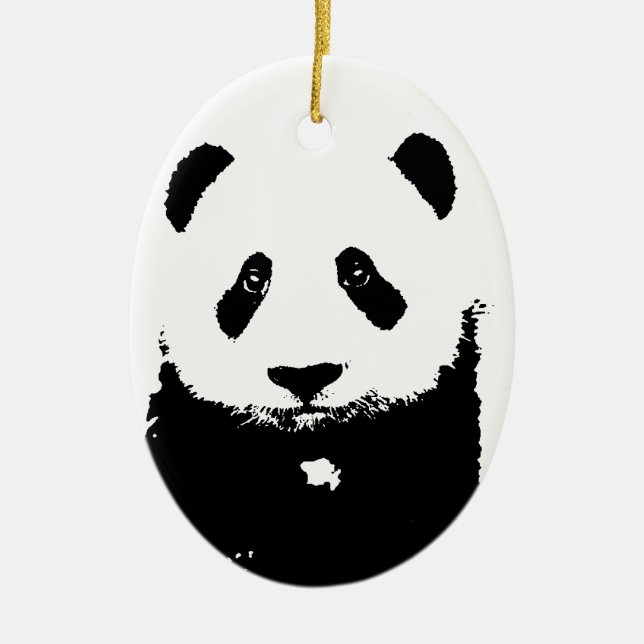 Ornamento De Cerâmica Panda Preta e Branca (Frente)