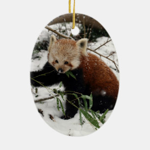 Ornamento De Cerâmica Panda vermelha