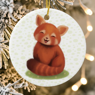 Ornamento De Cerâmica Panda vermelha