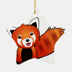 Ornamento De Cerâmica Panda Vermelho