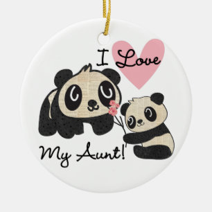 Ornamento De Cerâmica Pandas eu amo minha tia