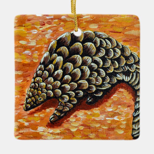 Ornamento De Cerâmica Pangolin Painting (Frente)