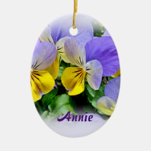 Ornamento De Cerâmica Pansias - Amarelo roxo para as asas