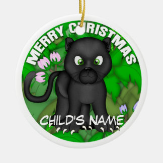 Ornamento De Cerâmica Pantera preta do Feliz Natal