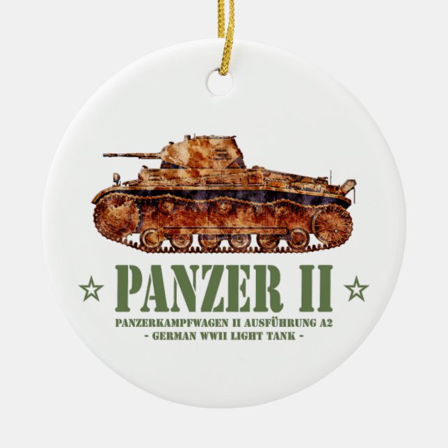 Ornamento De Cerâmica Panzer II A2 Guerra Mundial 2 Tanque alemão leve (Frente)