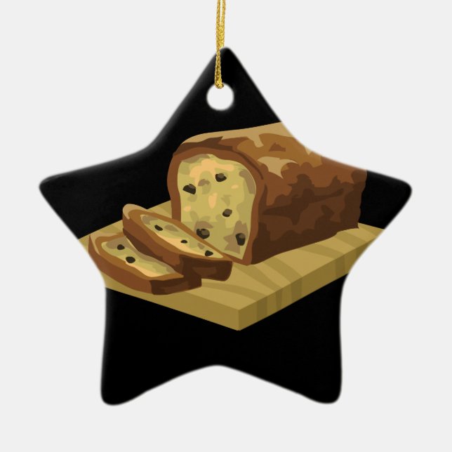 Ornamento De Cerâmica Pão de abobrinha com Comida (Frente)