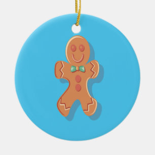 Ornamento De Cerâmica Pão de Natal em azul