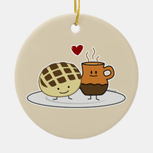 Ornamento De Cerâmica Pão doce, chocolate quente, pancadas mexicanas
