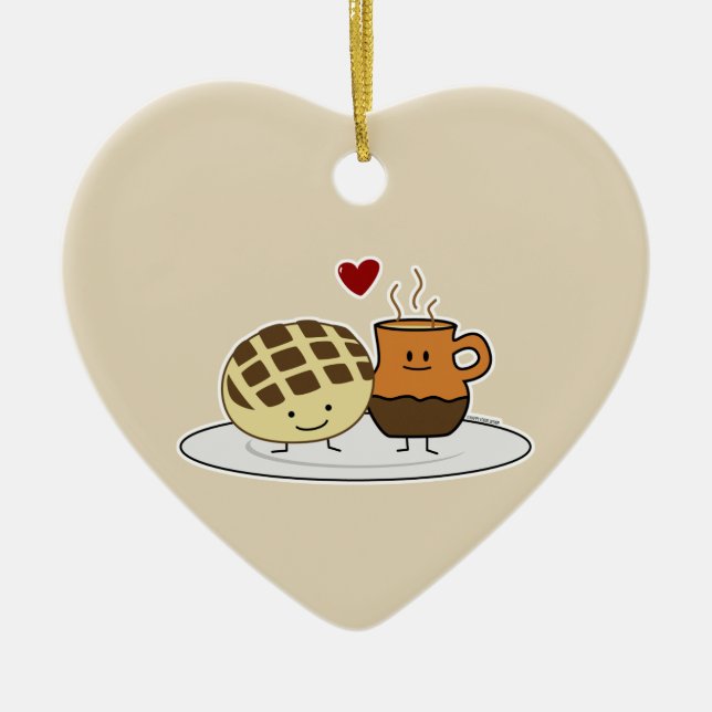 Ornamento De Cerâmica Pão doce, chocolate quente, pancadas mexicanas (Frente)