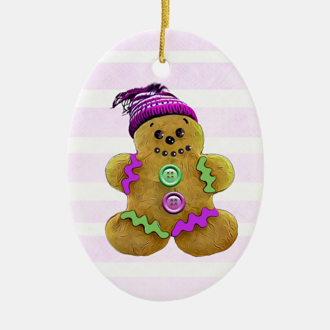 Ornamento De Cerâmica Pão Roxo Personalizado - Natal (Frente)