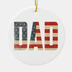 Ornamento De Cerâmica Papai Bandeira Americana Patriótica Negrito Dia do