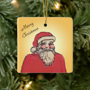 Ornamento De Cerâmica Papai Noel Alegre com Seu Texto