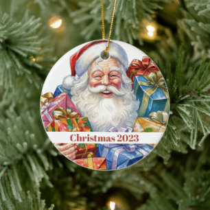 Ornamento De Cerâmica Papai Noel Alegre Natal Clássico