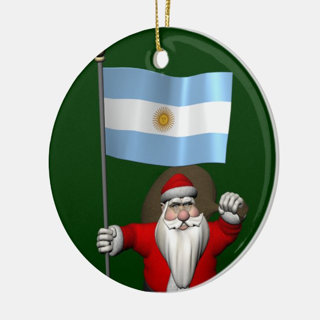 Ornamento De Cerâmica Papai Noel, Alferes Da Argentina (Esquerda)