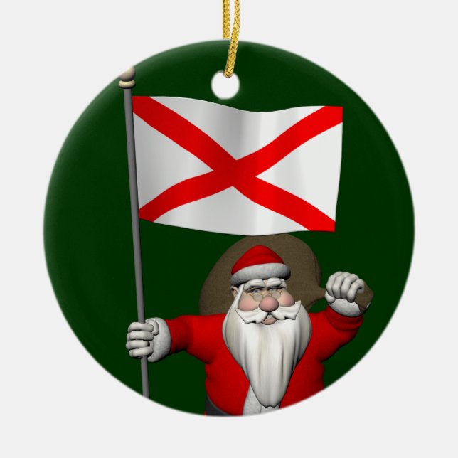 Ornamento De Cerâmica Papai Noel, Alferes Do Alabama (Frente)