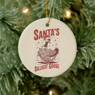 Ornamento De Cerâmica Papai Noel Antigo Mais Bobo do Ganso Natal Diverti