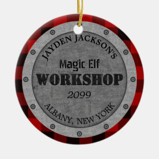 Ornamento De Cerâmica Papai noel Auxiliar Caverna Shman Do Workshop