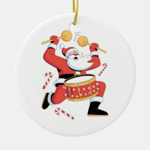 Ornamento De Cerâmica Papai Noel Baterista Engraçado Natal Feio Bateria