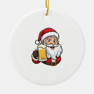 Ornamento De Cerâmica Papai Noel Bebendo Cerveja Gráfico de Natal