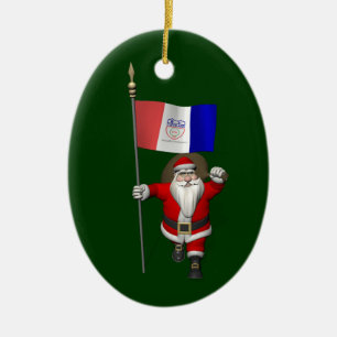 Ornamento De Cerâmica Papai Noel com a bandeira de Cleveland