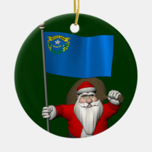 Ornamento De Cerâmica Papai Noel com a bandeira de Nevada
