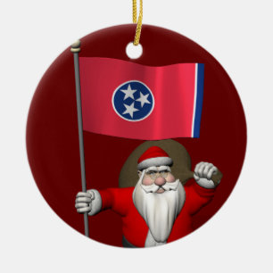 Ornamento De Cerâmica Papai Noel com a bandeira de Tennessee