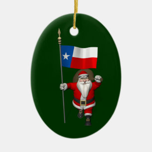 Ornamento De Cerâmica Papai Noel com a bandeira de Texas