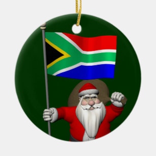 Ornamento De Cerâmica Papai Noel Com Alferes Da África Do Sul