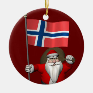Ornamento De Cerâmica Papai Noel Com Alferes Da Noruega