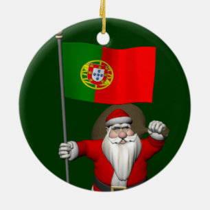 Ornamento De Cerâmica Papai Noel com Alferes de Portugal