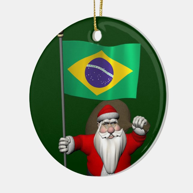 Ornamento De Cerâmica Papai Noel Com Alferes Do Brasil (Esquerda)