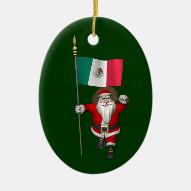 Ornamento De Cerâmica Papai Noel Com Alferes Do México (Frente)