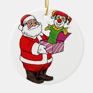 Ornamento De Cerâmica Papai noel com Jack in the Box