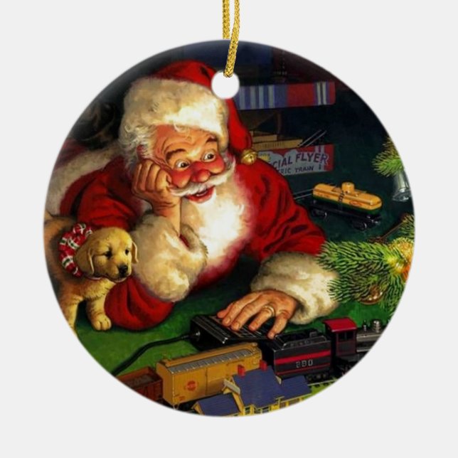 Ornamento De Cerâmica Papai Noel com pãozinho (Frente)